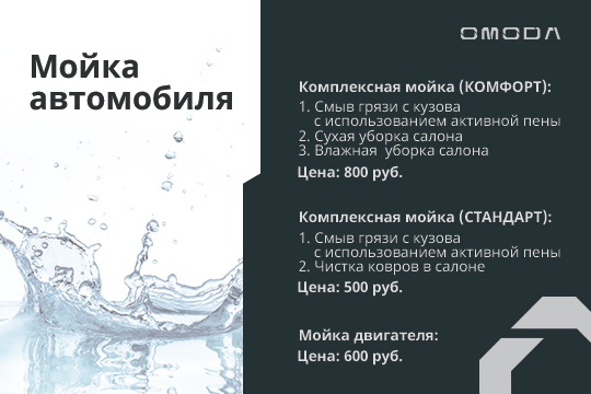 Стоимость мойки при сервисном обслуживании Вашего авто.